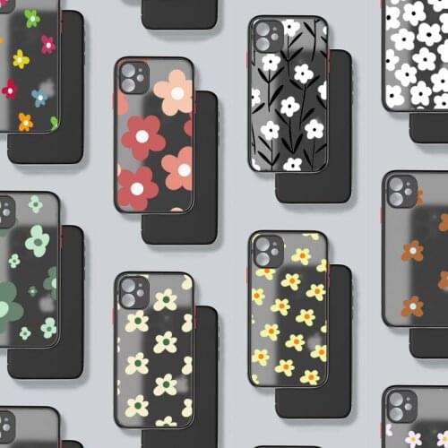 Flowers pink design painting Phone Case Matte Transparent for iPhone 7 8 11 12 s mini pro X XS XR MAX Plus mobile bags coque