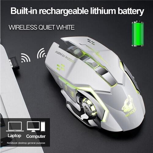 2400DPI Mouse Rechargeable X8 Wireless Silent LED Backlit USB Optical Ergonomic Gaming Mouse Breathing Luminous Light