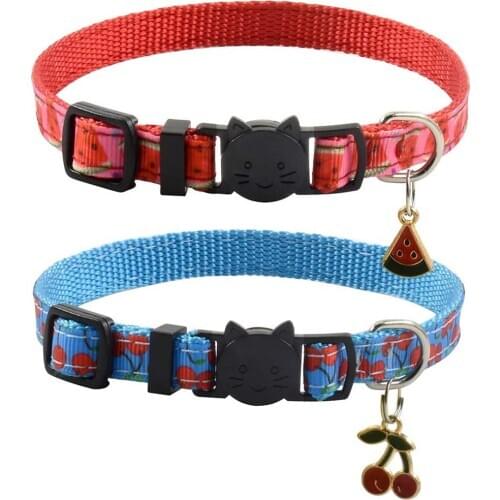 Breakaway Cat Collar Fruit Pattern with Accessories Adjustable Safety Collars for Cats Kitten 7-11.5in