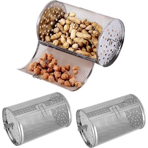 2x Stainless Steel Oven Basket Rotisserie Grill Cage Coffee Beans Peanut Baking