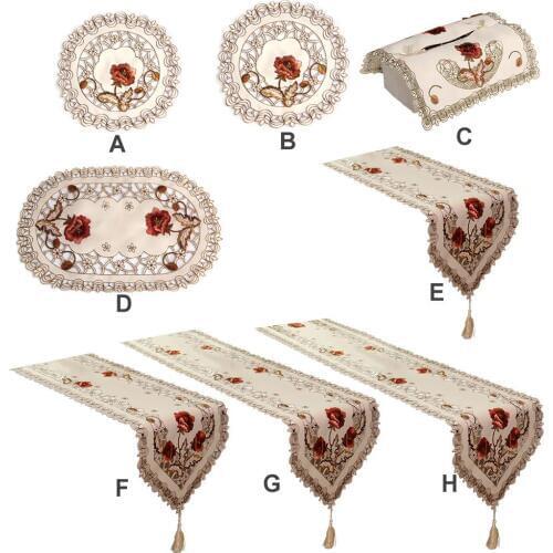 Retro European Pastoral Embroidered Floral Tablecloth Table Runner Home Kitchen Dining Room Decoration Decor #SO