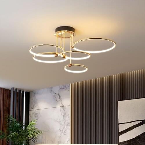 Luxury Minimalist LED Golden Ceiling Lamps Nordic Modern Living Room Bedroom Restaurant Creative Indoor Decor Hanging Lights