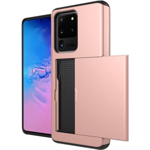 Slide Card Slots Case For Samsung note20Ultra s8 s9 s105G note10 s20 Plus note8 note9 Anti Knock Hybrid Armor Colorful Phone Bag