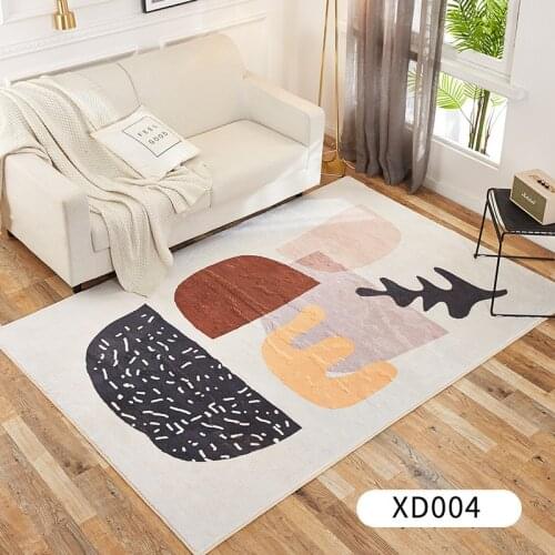 Nordic Modern Carpet Living Room Bedroom Geometric Minimalist Rug Lamb Velvet 3D Printed Thick Rug Large Area Floor Mat