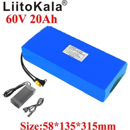 LiitoKala 60V ebike battery 60V 20Ah lithium ion battery electric bicycle battery 60V 1500W electric scooter battery