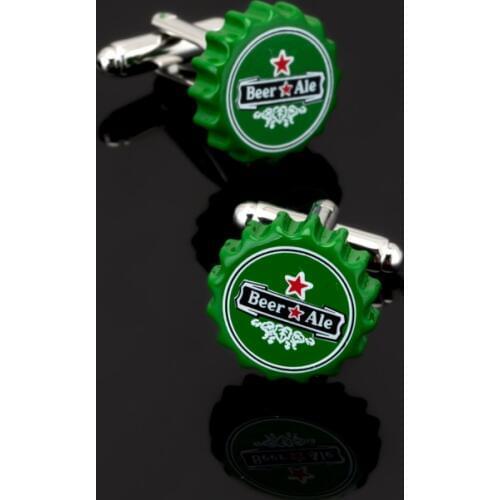 XK144 High quality mens shirts Cufflinks green beer cap Cufflinks brand mens clothing accessories glazed craft style