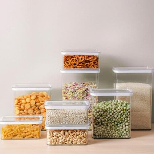1PC Square Storage Food Container Bamboo Lid High Borosilicate Food Sealed Glass Tank Kitchen Grain Storage Tank for Kitchen