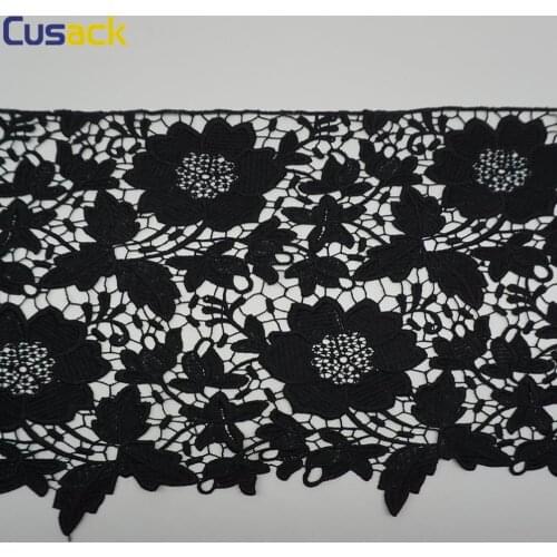 1 yard 26 28cm Black Embroidered Flower Lace Ribbon Trims for Dress Garments Trimmings Applique Sewing Accessories Lace Fabric