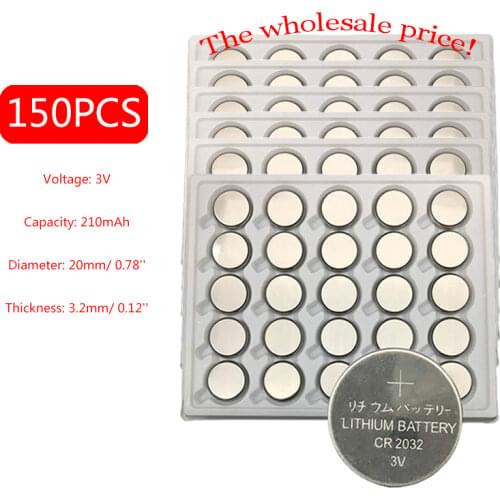 GQYM150PCS Cr2032 2032 3v Button Battery DL2032 ECR2032 Li-ion Cell Batteries