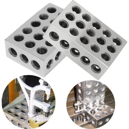2pcs/set Hardened Steel 25-50-75mm Blocks 0.0001" Precision Matched Machinist 123 Milling Tool 23 Holes 1-2-3" block gauge