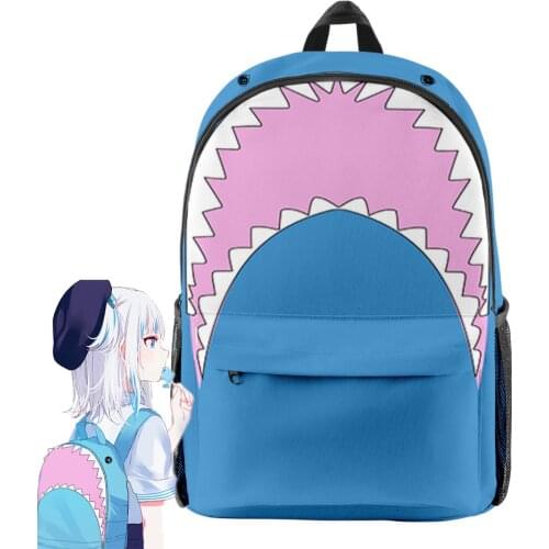 2021 Hololive Gawr Gura Cosplay Men Women Backpack Fabric Oxford School Bag High Capacity Teenager Child Bag Travel Backpack