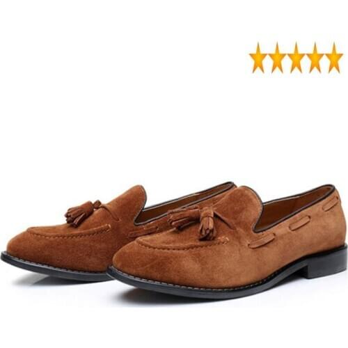2021 Casual Loafers Men Suede Handmade Male Driving Boat Shoes Tassel Wedding Office Fashion Sapatos Hot Footwear Zapatos