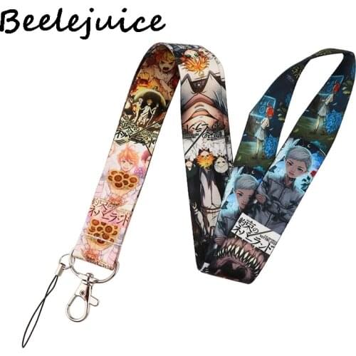 24pcs The Promised Neverland Neck Strap Lanyards ID badge card holder keychain Mobile Phone Strap Gift Ribbon webbing necklace
