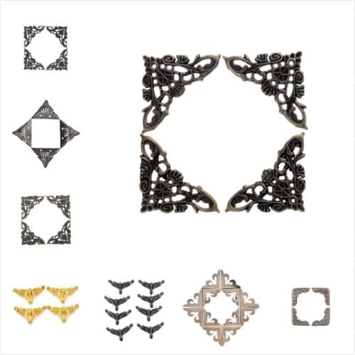 4-12pcs Box Corner Brackets Antique Bronze Decorative Protector For Notebook Cover For Menus Photo Frame Furniture Hardware