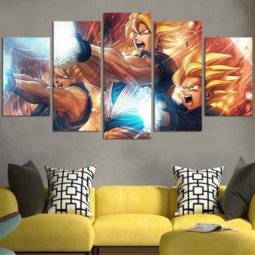 5 Piece Wall Art Canvas Paintings Anime Manga Figure Prints Home Living Decor Posters Modern Bedroom Decoration Pictures