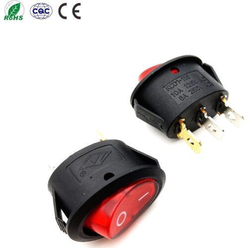 50 Pcs 2 Position 3 Pins Mini Oval Rocker Switch Red ON-OFF AC 6A 250V 10A 125V