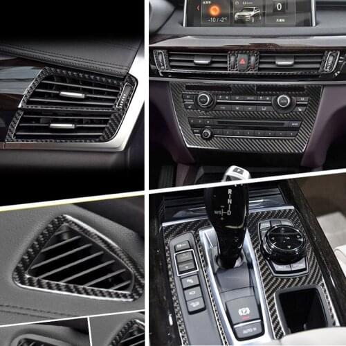 Accessories For BMW X5 X6 F15 F16 Carbon Fiber Car Interior Gearshift Air Conditioning CD Panel Door Armrest Cover Trim Sticker
