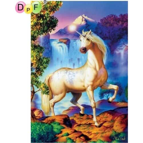 DPF diamond embroidery white unicorn diamond painting cross stitch needle diamond mosaic full square rhinestone home decoration