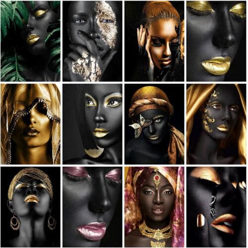 Diamond Painting Portrait Art Diamond Mosaic African Woman Black Beauty Full Square Picture Of Rhinestones Embroidery Home Decor