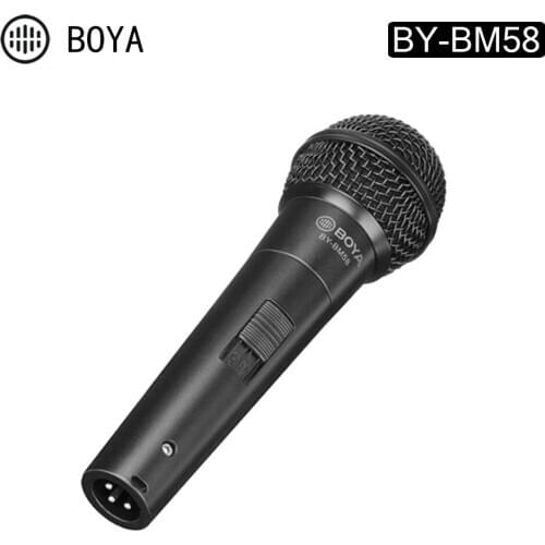 BOYA BY-BM58 Cardioid Dynamic Vocal Microphone 6.35mm Output Aluminum Zinc Alloy Body for Speach Theater Live Stage