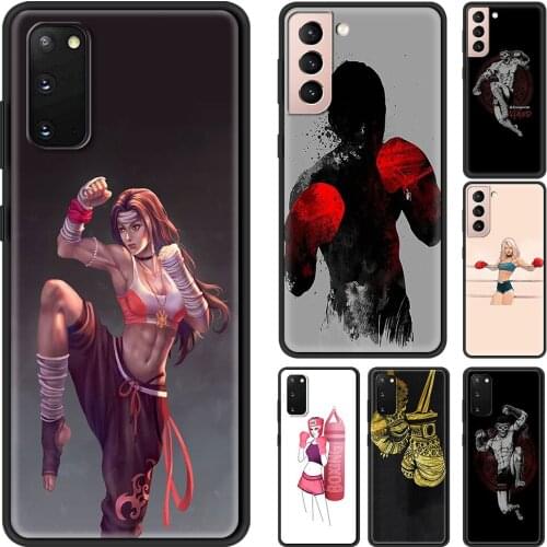 Muay Thai Fight Boxing Cellphone Case For Samsung Galaxy S21 S20 Ultra S10 Plus Lite S20FE S10e S9 S8 Edge Black Shell Silicone