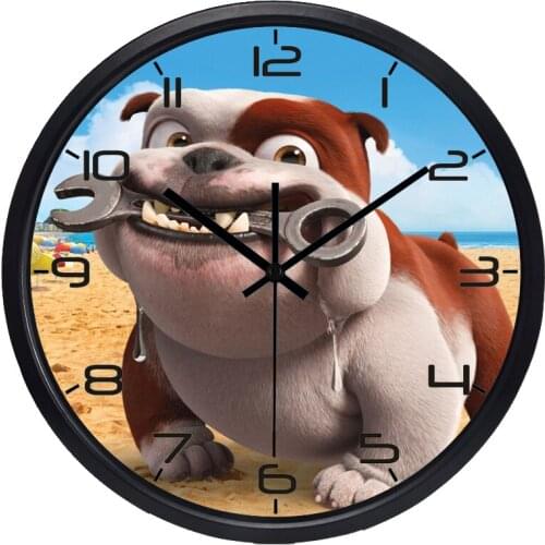 Children Room Bedroom, Living Room Silent Glass Clock Cartoon Dog Wall Clock Home Decor