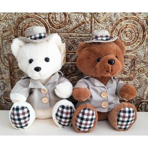 BOLAFYNIA Children Plush Toy Cute windbreaker plaid teddy bear Baby Kid Stuffed Toy for Christmas Birthday Gift