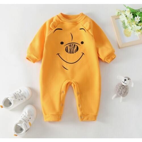 New Cotton Thicken Winter Baby Girl Romper Cute Bear Print Long Sleeve Baby Jumpsuit Casual Home Newborn Baby Boy Clothes 0-12M
