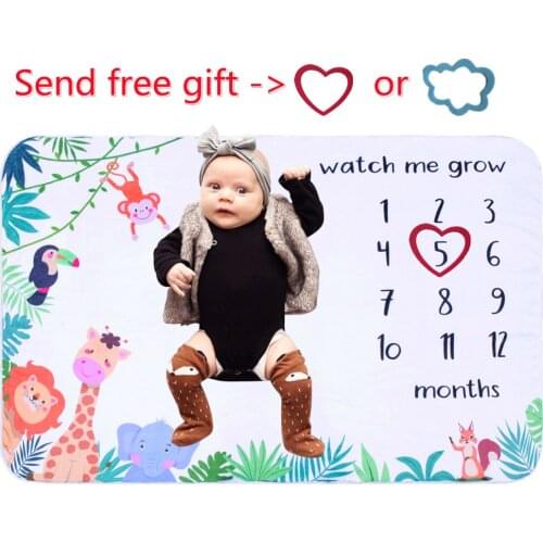 Happy Animals Milestone Blanket Flannel Baby Photography Blankets Infant Background carpet Photo props Newborn Memorial Blankets