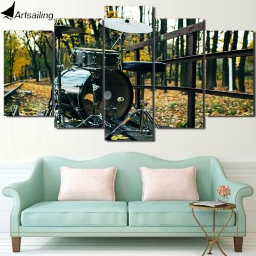 HD Printed 5 Piece Canvas Art Drums Music instrument Painting Forest Wall Pictures for Living Room Modern Free Shipping CU-2277A