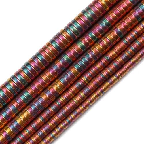 JHNBY 3/4/6/8mm Rose Red Flat Round Coin Hematite Natural Stone Handmade Spacers Loose Beads For Jewelry Making Diy Accessories