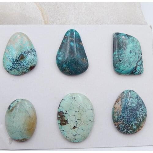 6 PCS Of Natural Turquoise Cabochons,24g(24x13x6/25x19x5mm)