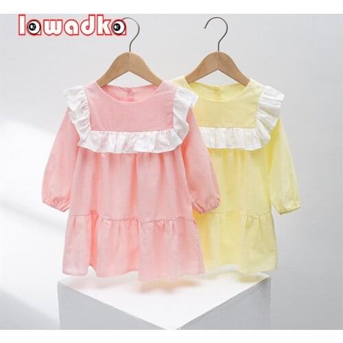 Lawadka Spring Autumn Childrens Dress For Girls Casual Long Sleeve Party Kids Clothes Cotton Light Clothing Age for 2-6Years