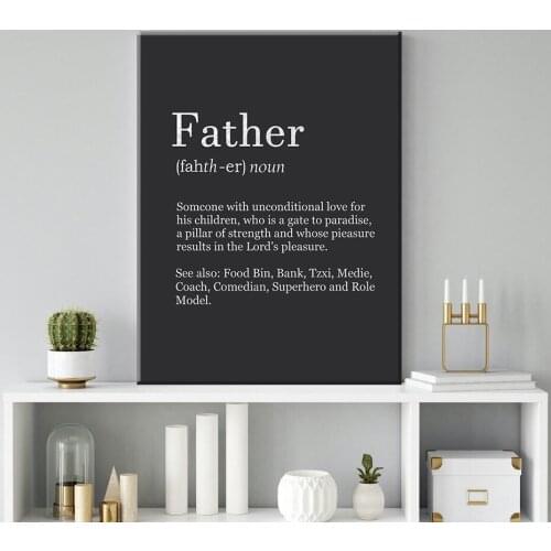 Minimalist Gold Silver Father Definition Wall Art Canvas Mothers Day Gifts Poster and Prints Print Paintings Bedroom Home Decor