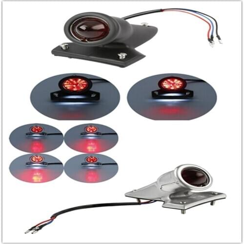 Motorcycle Rear Red Lens 12V Chrome/Black Brake Tail Light For Harley Bobber Chopper