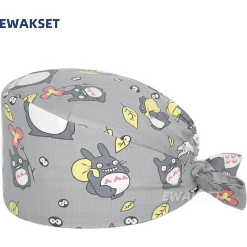Cartoon Scrub Caps Gorras quirurgicas Clinica dental Sombreros farmaceutico Working Hats Vet Tieback Elastic Adjustable Hat