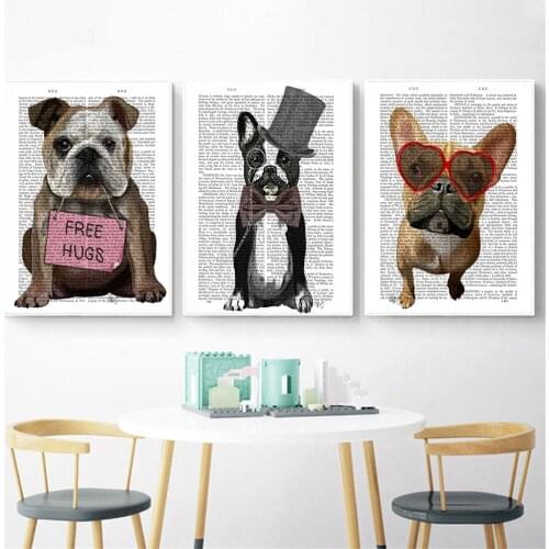 Wall Picture Home Decor Painting Abstract Fashion Dog Paper Canvas Print Quotes Dogs Poster Newspaper Quotes Drop Shipping