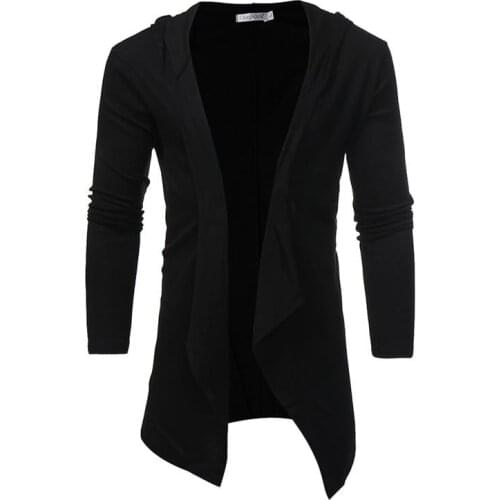 New Drop shipping Jacket Fashion street style Nightclub dance Plain mens irregular knit cardigan top coat Europe long clothes