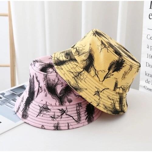 New Fashion Graffiti Bucket Hats Cotton Summer Cap For Women Outdoor Street Printing Sunscreen Sun Hat Panama Cap