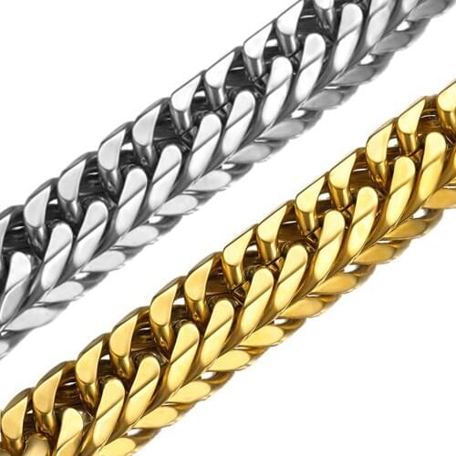 9/11/13/16/19/21MM Silver Color/Gold/Black Stainless Steel Cuban Curb Chain Necklace Or Bracelet Mens Womens Jewelry 7-32inch
