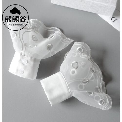 Hollow wrist set trumpet cuff sweater coat decorative drill Womens Sunscreen Lace Gloves Fashion Joker Accessories Solid Black