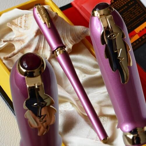 FOUNTAIN PEN FINE HOODED NIB PICASSO 986 LIGHT PURPLE AND GOLDEN LEAF