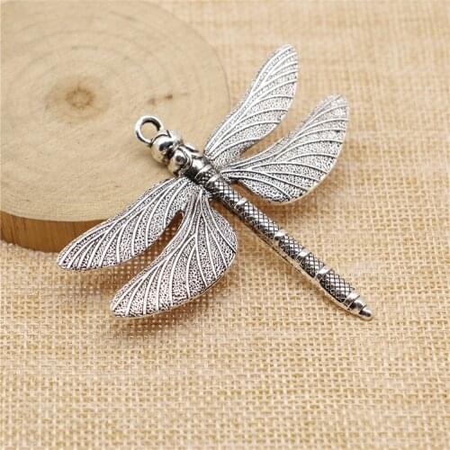 Charms for Jewelry Making Findings Handmade DIY Craft 3pcs Antique Silver Color 63x71mm Big Dragonfly Charms Pendant