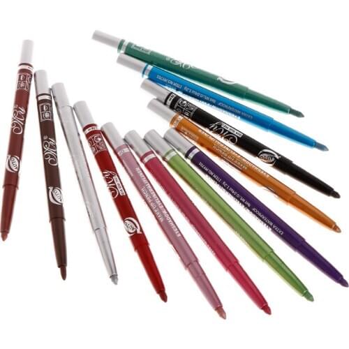 Professional Eye Shadow Lip Liner Eyeliner Pen Pencil Makeup 1 Set 12 Color