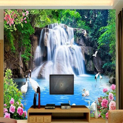Customize 3d luxury wallpaper Waterfalls water landscape 3d wall paper photo murals bedroom wallpaper papel pintado moderno