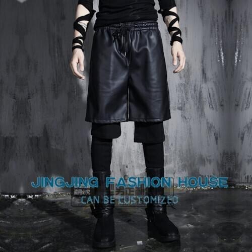 S-7XL!!2020 Fall hair stylist personality small leg pants Haren pants nightclub fake two slim cross pants hip mens boots pants