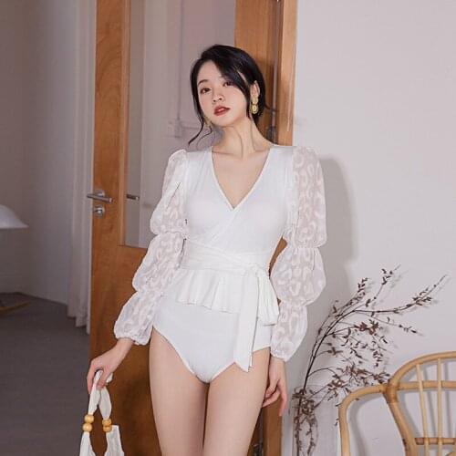 Sexy One Piece Swim Suits Vogue Womens Swimsuits Trendy 2021 Swimwear Plus Size Girls Hot Beach Korean Sweet Onepiece White