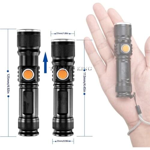 T6 L2 USB Highlight Handy Powerful Alloy Flashlight Power Tips Aluminum Waterproof Zoomable Mini Flashlight 18650 Rechargeable
