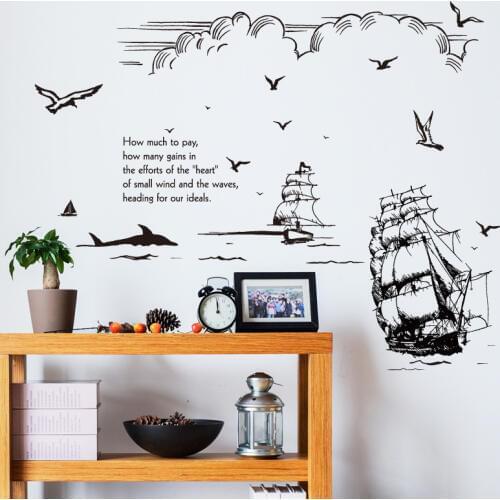 Inspiring Quotes Office Living Room Bedroom Decoration Wall Sticker DIY Sailboat Vintage Poster Home Decor Stikers Tile Stickers