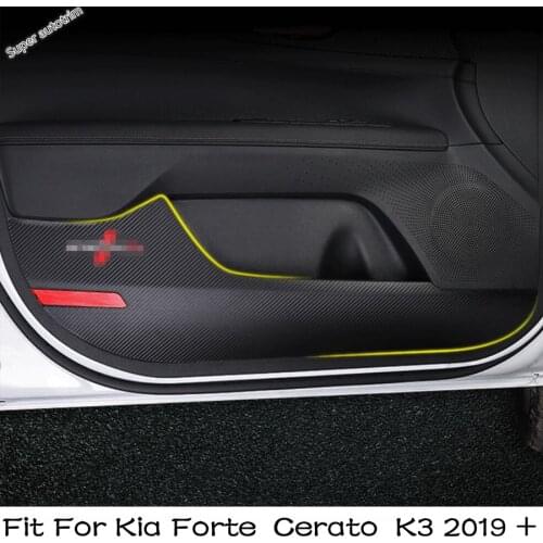 Lapetus Car Door Protection Film Carbon Fiber Anti-Kick Pads Car-Styling Sticker For Kia Forte Cerato K3 2019 - 2021 Interior